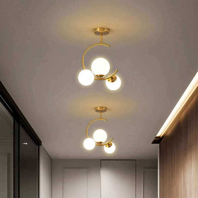 Valentina Moderne Bubble Moon Hanglampen Goud Metaal Glas Slaapkamer