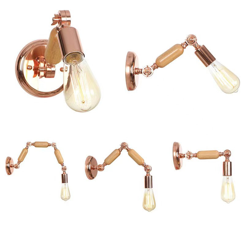 Alessio Wall Lamp Bulb Wooden Adjustable Makeup Gold, Living Room