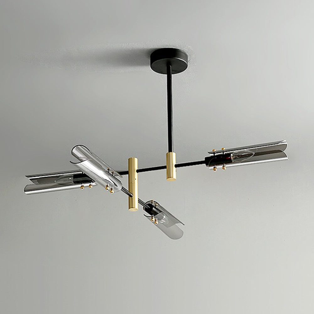 Sanna Moderne Plafondlamp Metaal/Glas Half-Inbouw Grijs/Amber Slaap/Eetkamer