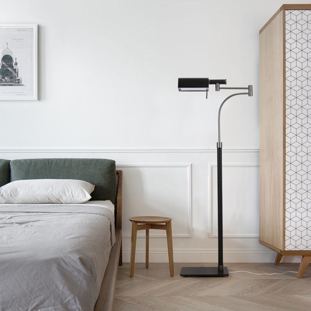 Salgado Modern Design LED Vloerlamp Zwart Leer Metaal Eetkamer