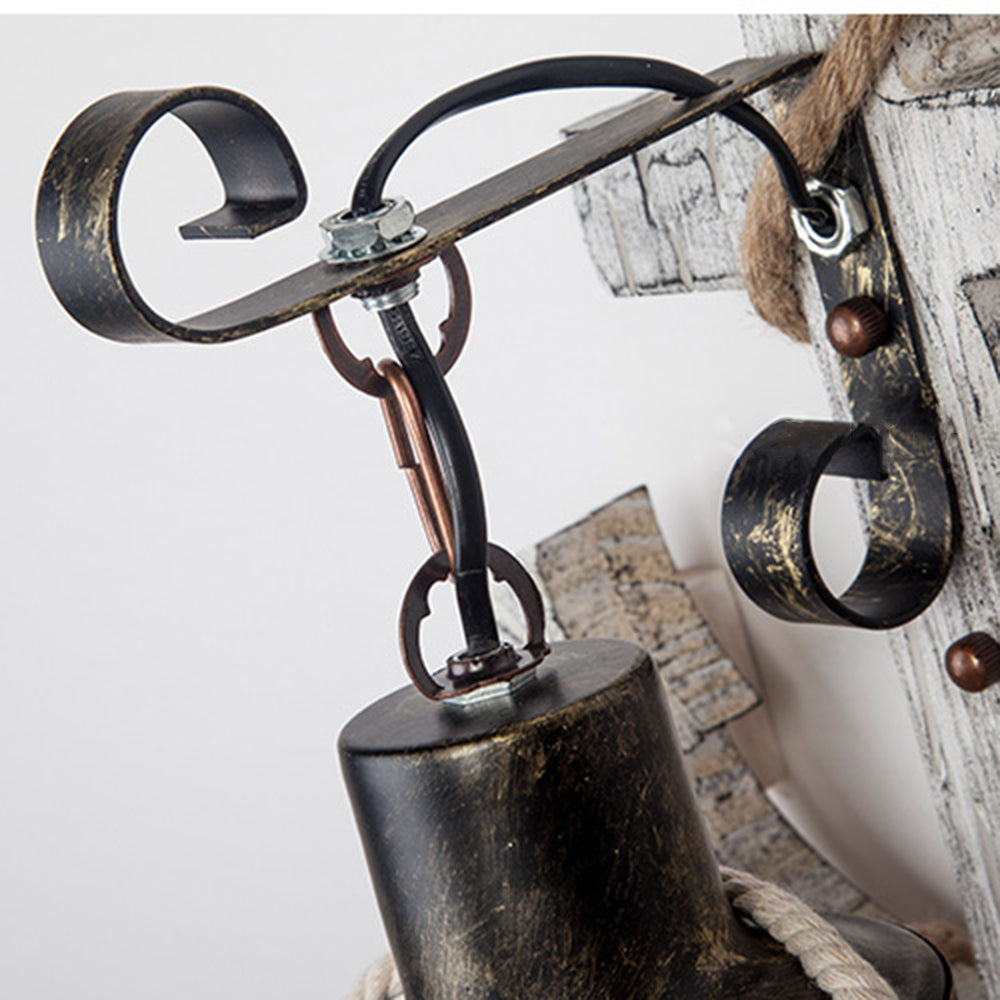 Austin Anchor Lantern Wall Lamp, Vintage/Antique, Wood, Bedroom