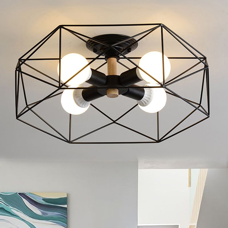 Cooley Moderne Geometrische Lantaarn Metaal Inbouw Plafondlamp Zwart/Wit/Goud