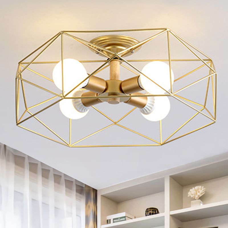 Cooley Moderne Geometrische Lantaarn Metaal Inbouw Plafondlamp Zwart/Wit/Goud