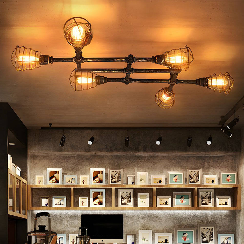 Alessio Industriële Design Multi-inbouw Plafondlamp Woonk/Eetkamer Messing