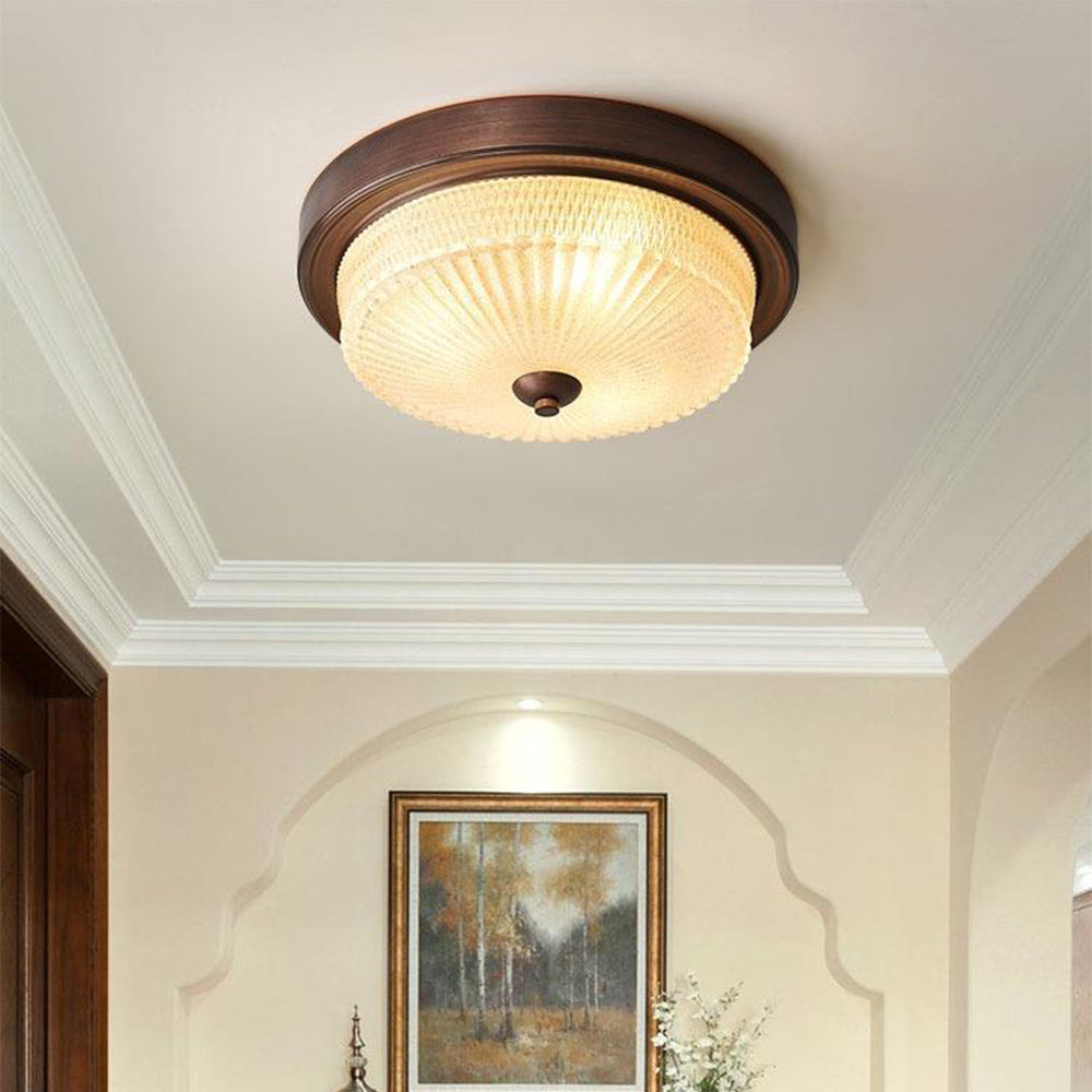 Alessio Vintage Ronde Inbouwmontage Plafondlamp Glas Slaapkamer