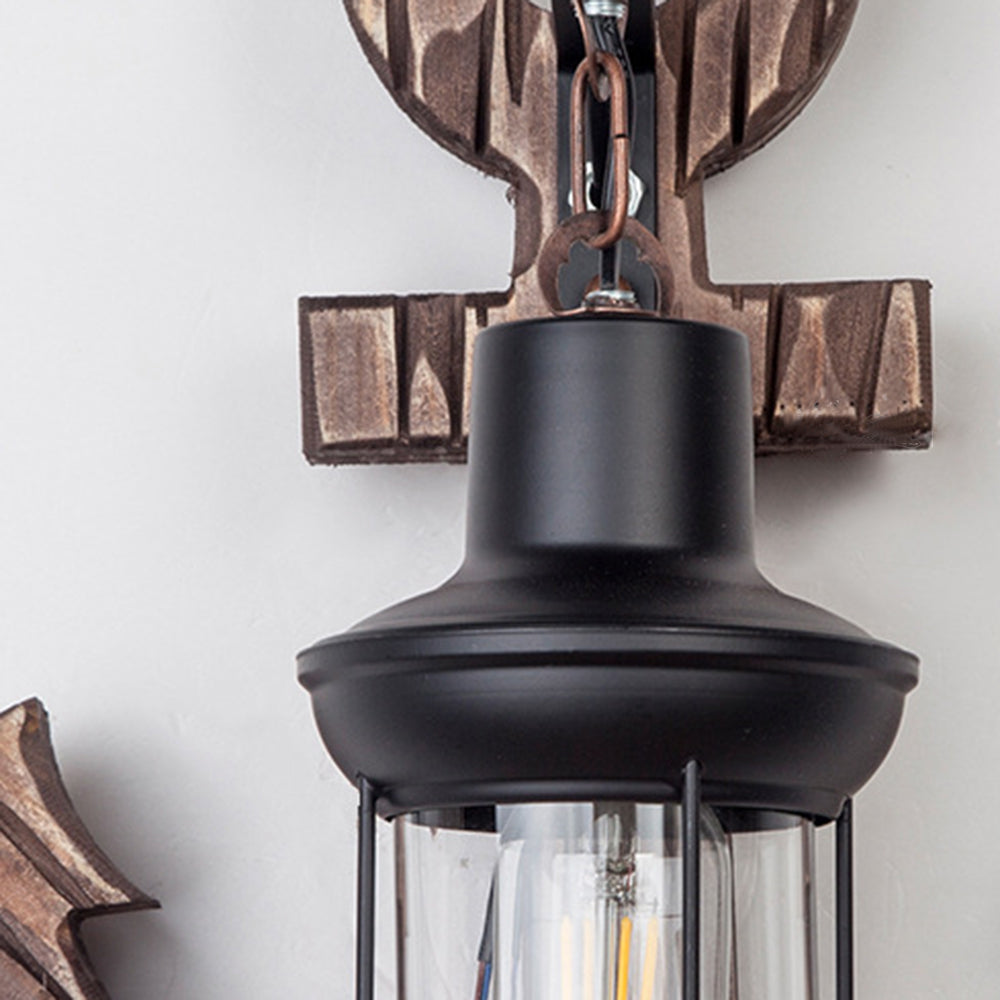Austin Anchor Lantern Wall Lamp, Vintage/Antique, Wood, Bedroom