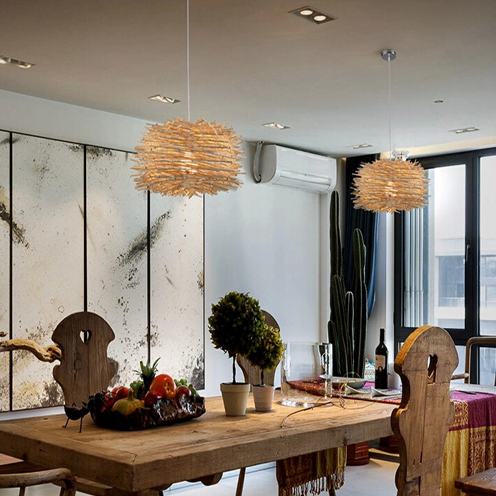 Ozawa Houten Vogelnest Rotan Hanglamp Bruin/Hout Woonkamer/Slaapkamer