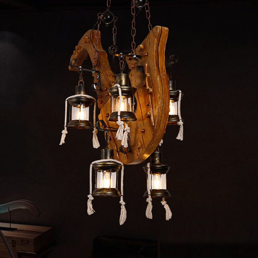 Austin Retro Saxophone Metal/Wood Pendant Light, Walnut