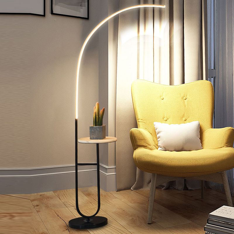 Edge Modern Nachtkastje Vloerlamp  Zwart Marmer/Acryl