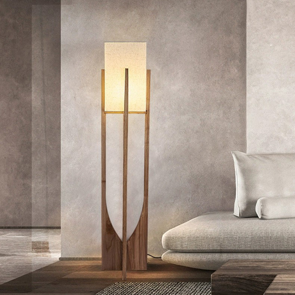 Ozawa Design Rechthoekig Blok LED Vloerlamp Walnoot Hout Woonkamer/Eetkamer