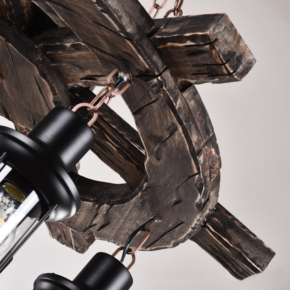 Austin Retro Rudder Metal & Wood Pendant Light, 8 Heads