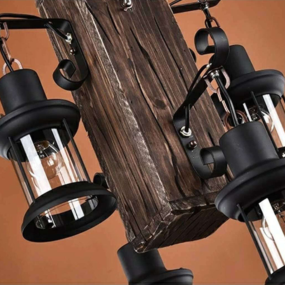 Austin Vintage Rechthoekige Hanglamp,  Metal/Houten Eetk/Woonkamer