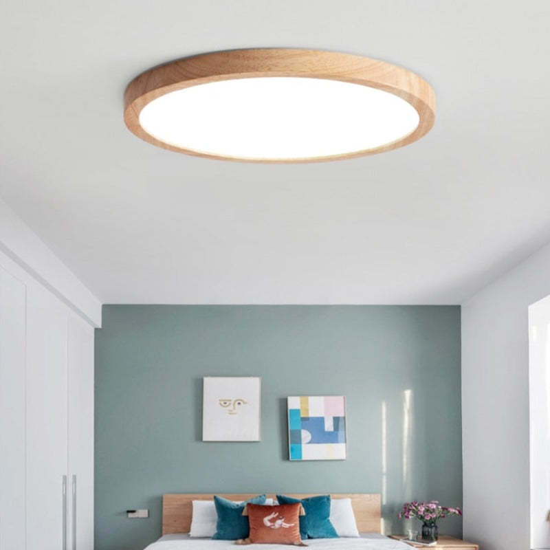 Ozawa Moderne Ronde LED Plafondlamp Hout/Acryl Slaap/Eet/Woonkamer