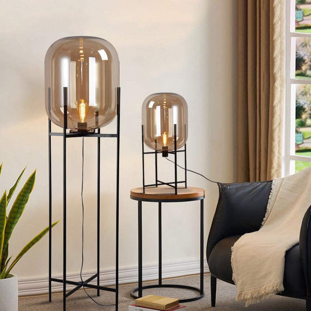 Salgado Ronde LED Vloerlamp Zwart Glas Metaal Woonkamer Slaapkamer