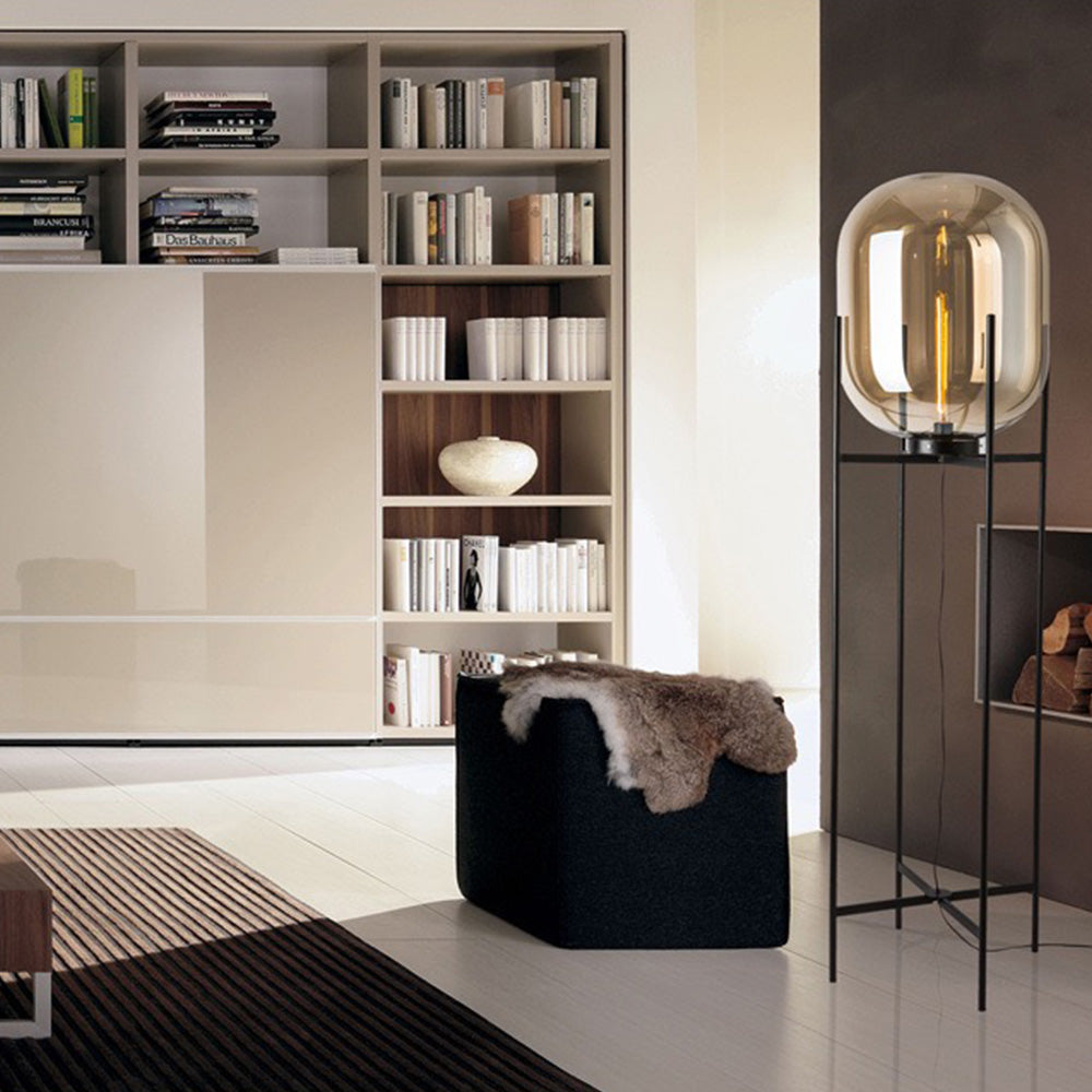 Salgado Ronde LED Vloerlamp Zwart Glas Metaal Woonkamer Slaapkamer