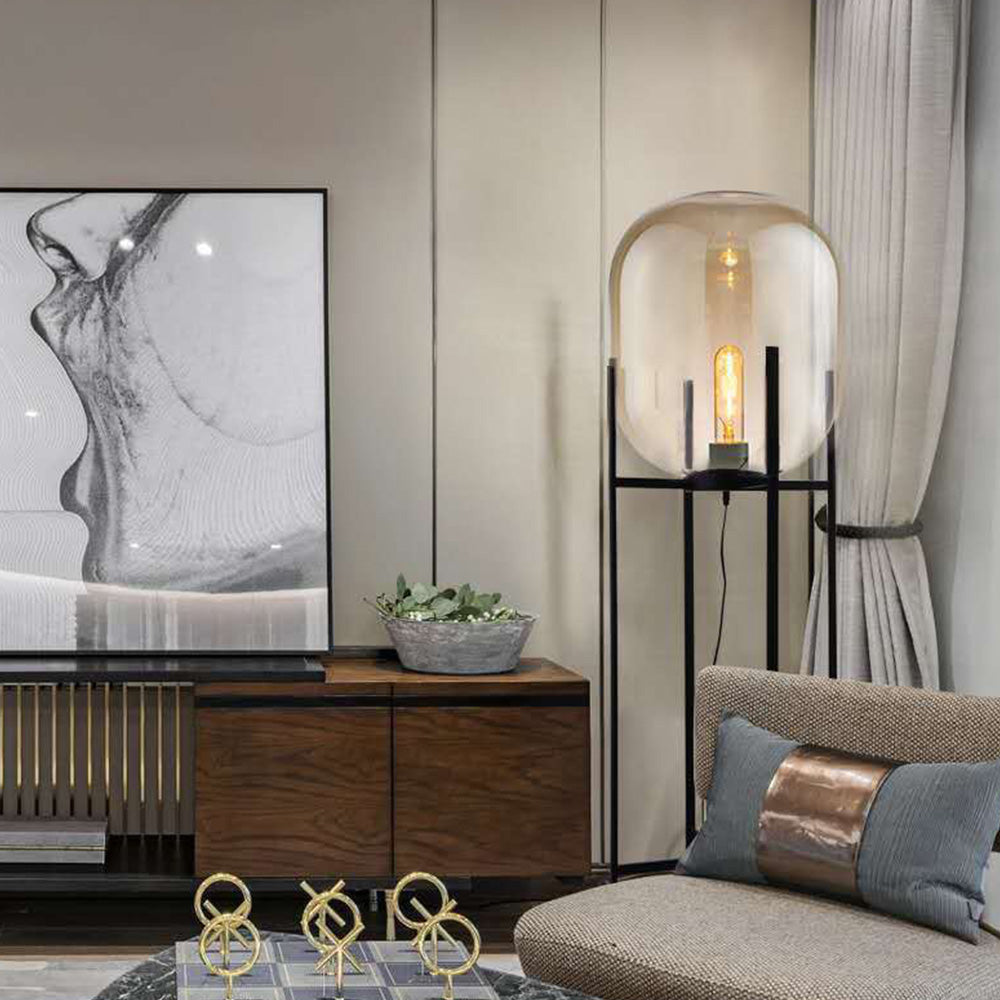 Salgado Ronde LED Vloerlamp Zwart Glas Metaal Woonkamer Slaapkamer