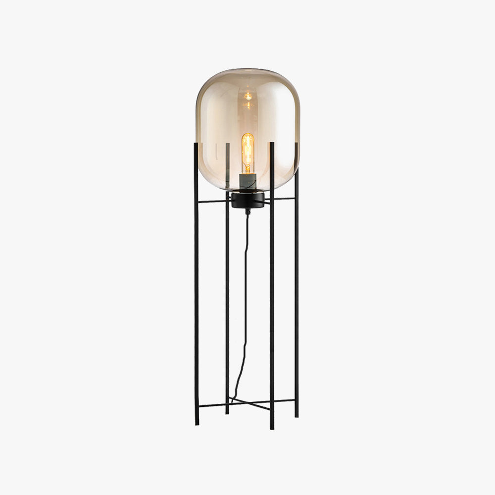 Salgado Ronde LED Vloerlamp Zwart Glas Metaal Woonkamer Slaapkamer