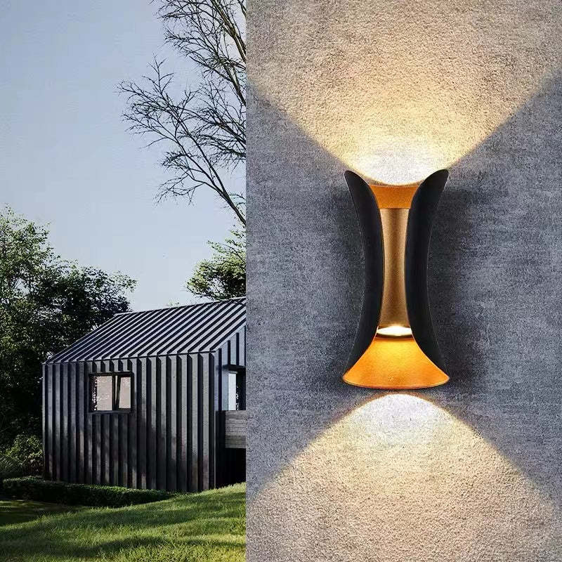 Orr Moderne Design LED Wandlamp Zwart Gouden Metaal Buiten Tuin