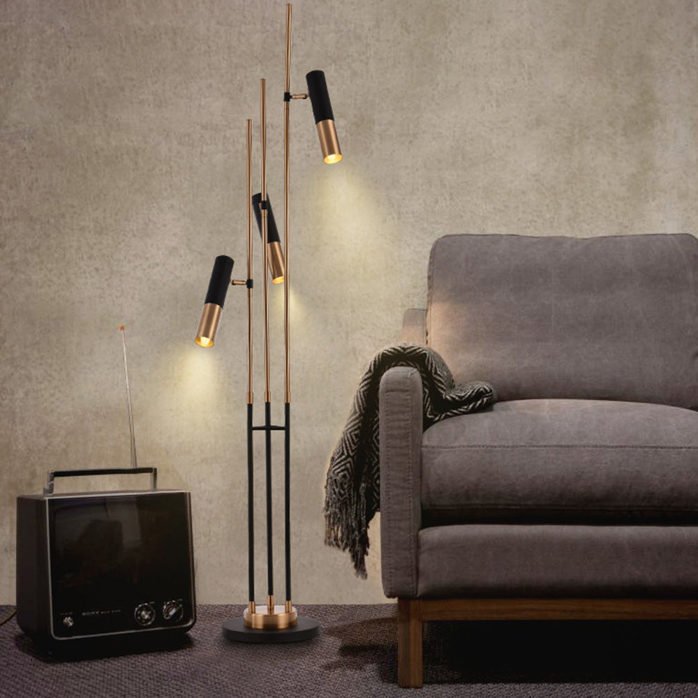 Salgado Vintage Design LED Vloerlamp Goud Zwart Metaal Woonkamer