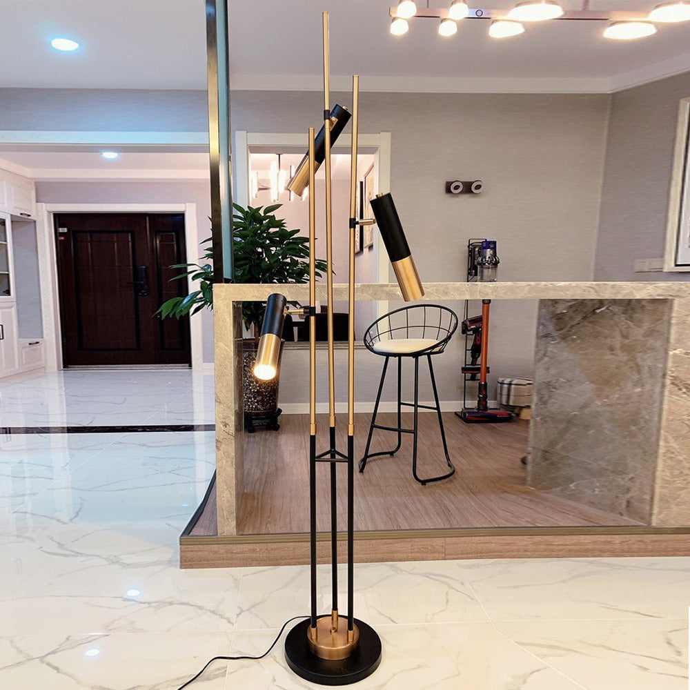 Salgado Vintage Design LED Vloerlamp Goud Zwart Metaal Woonkamer