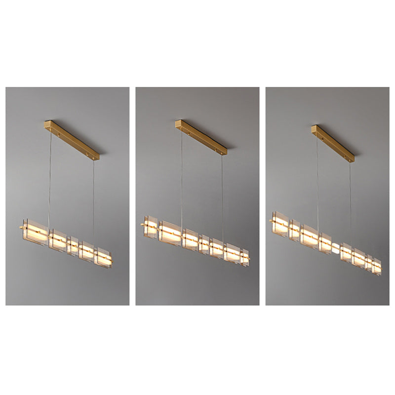 Evette Moderne Scandinavische Lineaire Metaal/Glas Hanglamp Messing/Zwart Eetkamer