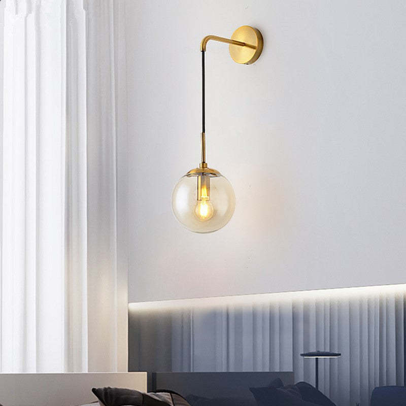 Valentina Moderne Single Hoofd LED Wandlampen Zwart Goud Metaal Glas Slaapkamer