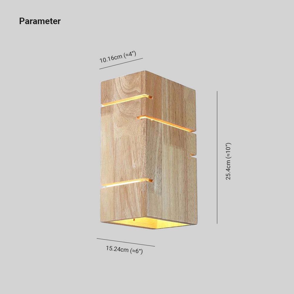 Ozawa Rechthoekig Modern Design LED Wandlamp Massief Hout Slaapkamer