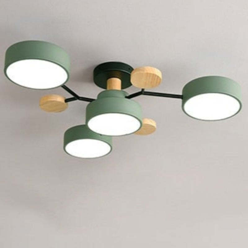 Sienna Ronde Moderne LED Plafondlampen Wit Grijs Groen Hout Metaal