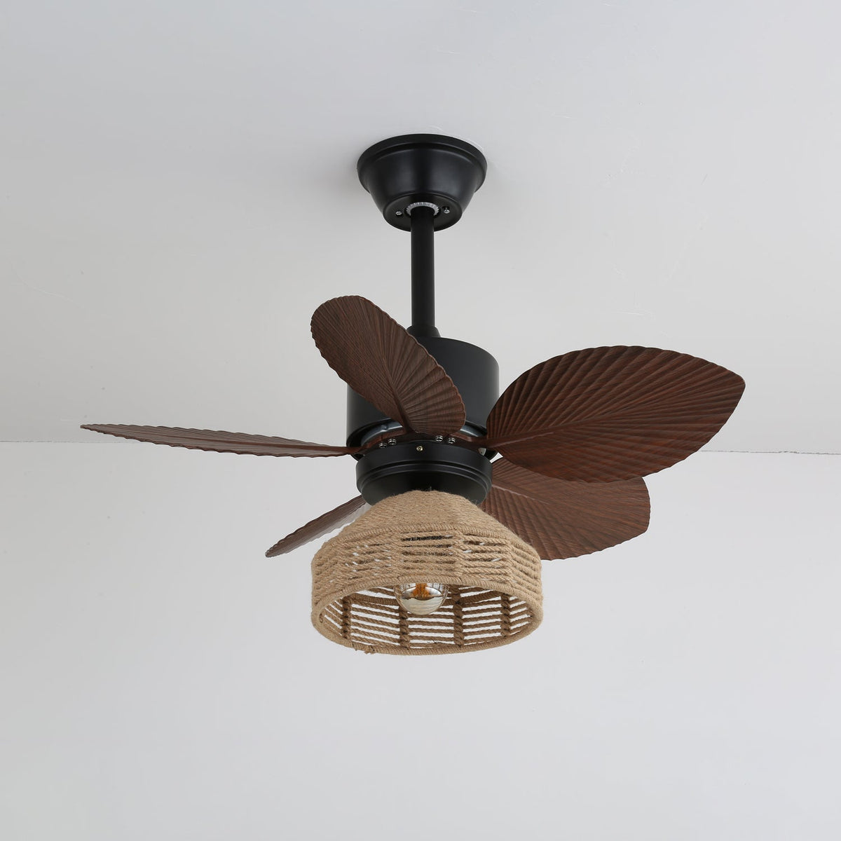 Rivora Tropische plafondventilator met verlichting van rotan
