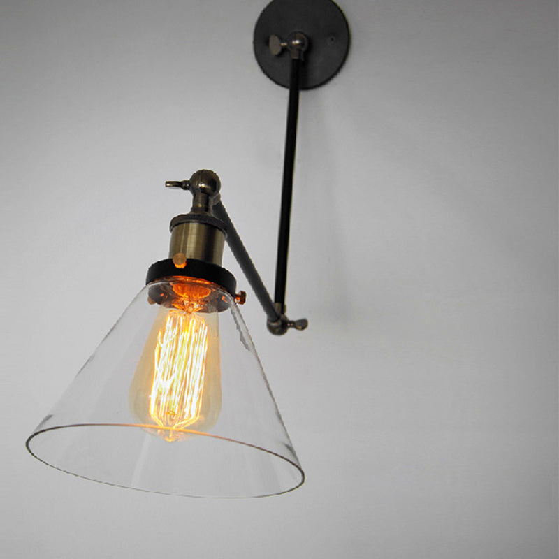 Brady Industial Verstelbare Wandlamp Metaal/Glas Zwart/Goud Slaapkamer/Keuken