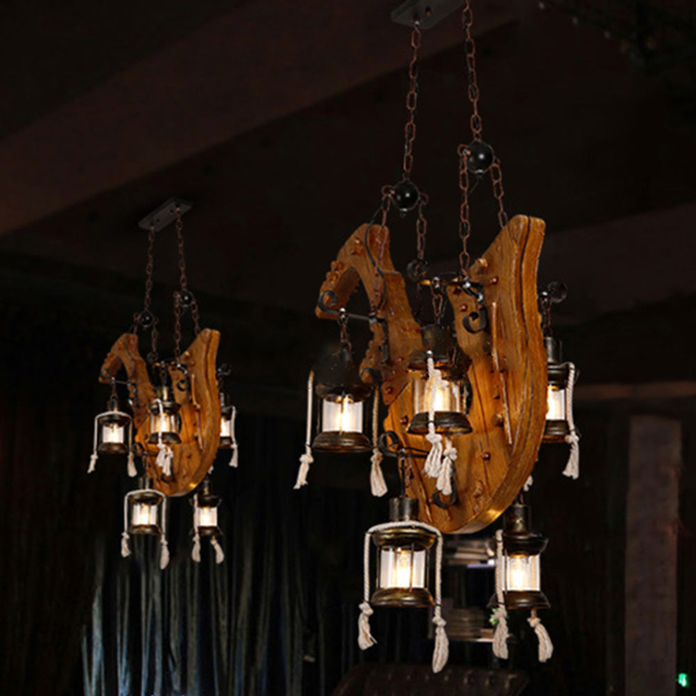 Austin Retro Saxophone Metal/Wood Pendant Light, Walnut