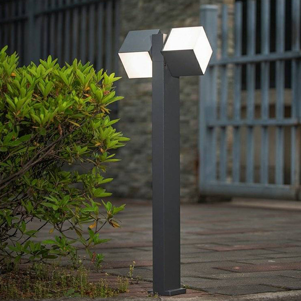 Pena Moderne LED Kubus Buitenlamp Zonne Metaal Zwart Tuin/Stoeprand/Balkon
