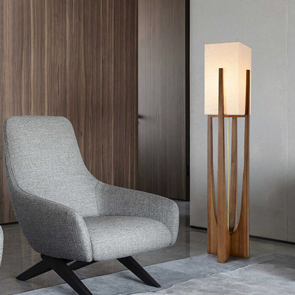 Ozawa Design Rechthoekig Blok LED Vloerlamp Walnoot Hout Woonkamer/Eetkamer