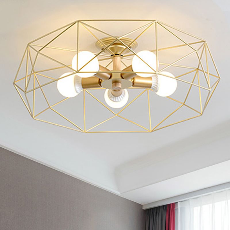 Cooley Moderne Geometrische Lantaarn Metaal Inbouw Plafondlamp Zwart/Wit/Goud