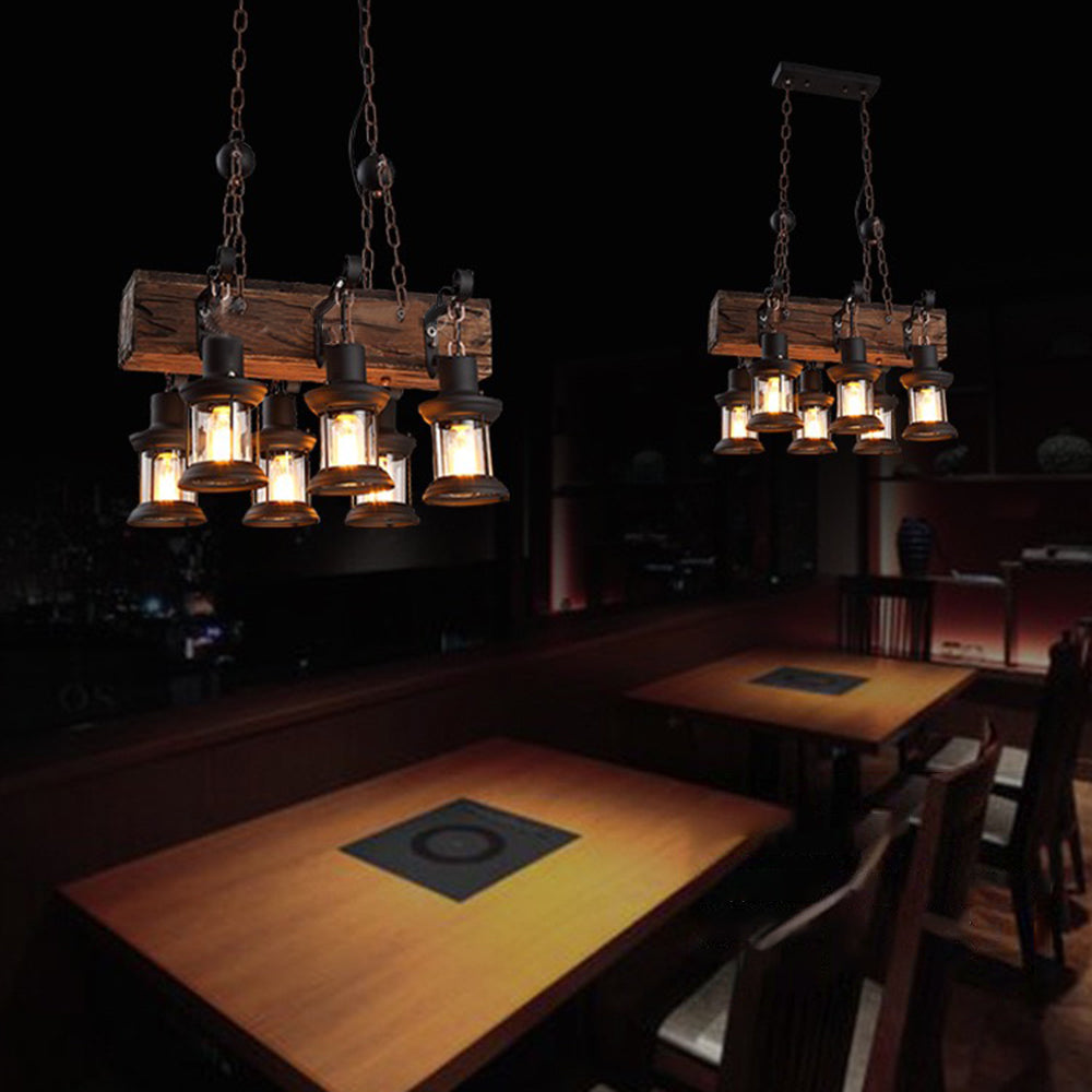 Austin Retro Rectangular Metal/Wood Lantern Pendant Light