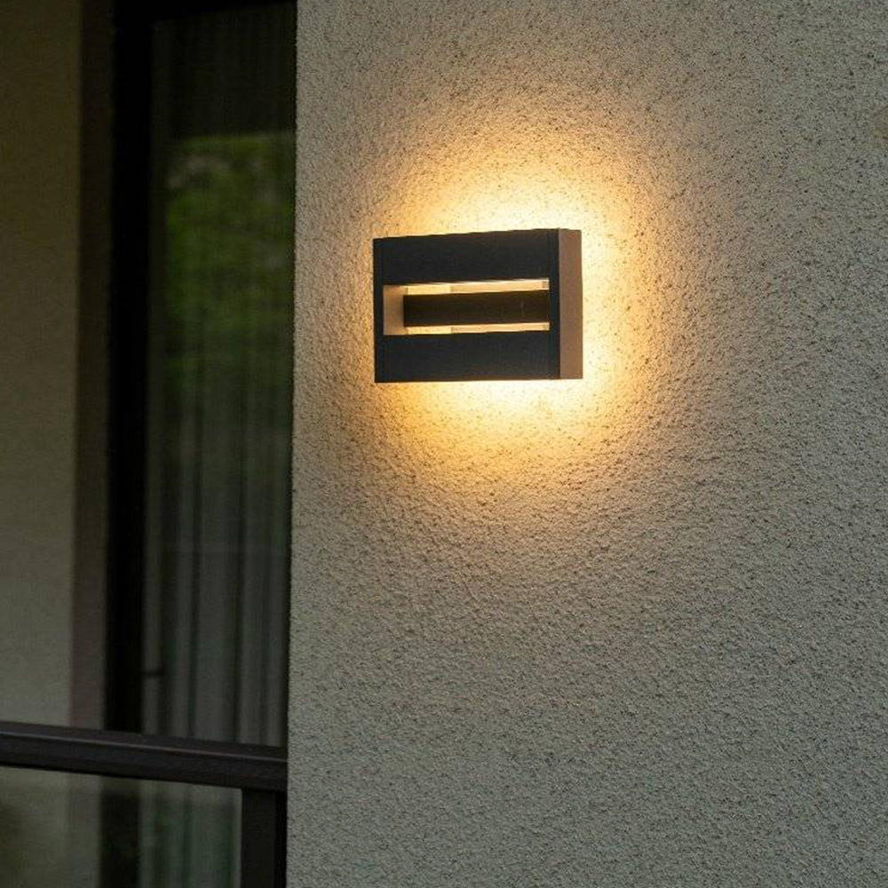 Orr Moderne LED Kubus Buitenlamp Sensor Metaal Zwart Tuin/Stoeprand/Balkon