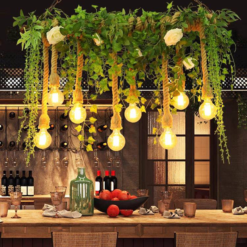 Nest Vintage Design LED Hanglamp Kunstgras Groen Woonkamer