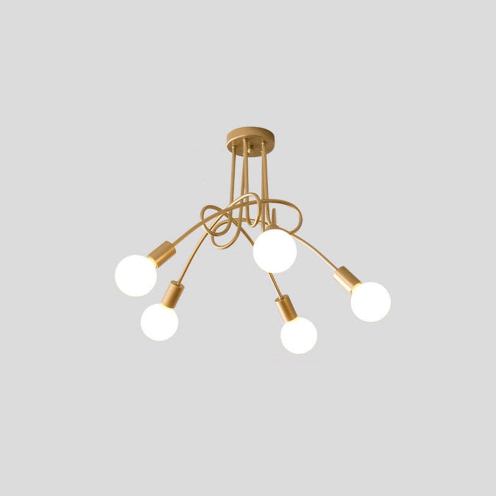 Valentina Moderne Lineaire Curve Plafondlampen Goud Zwart Woonkamer Slaapkamer