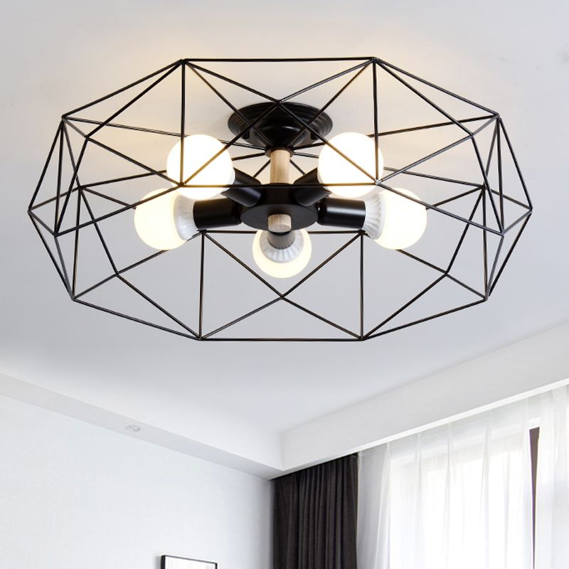 Cooley Moderne Geometrische Lantaarn Metaal Inbouw Plafondlamp Zwart/Wit/Goud