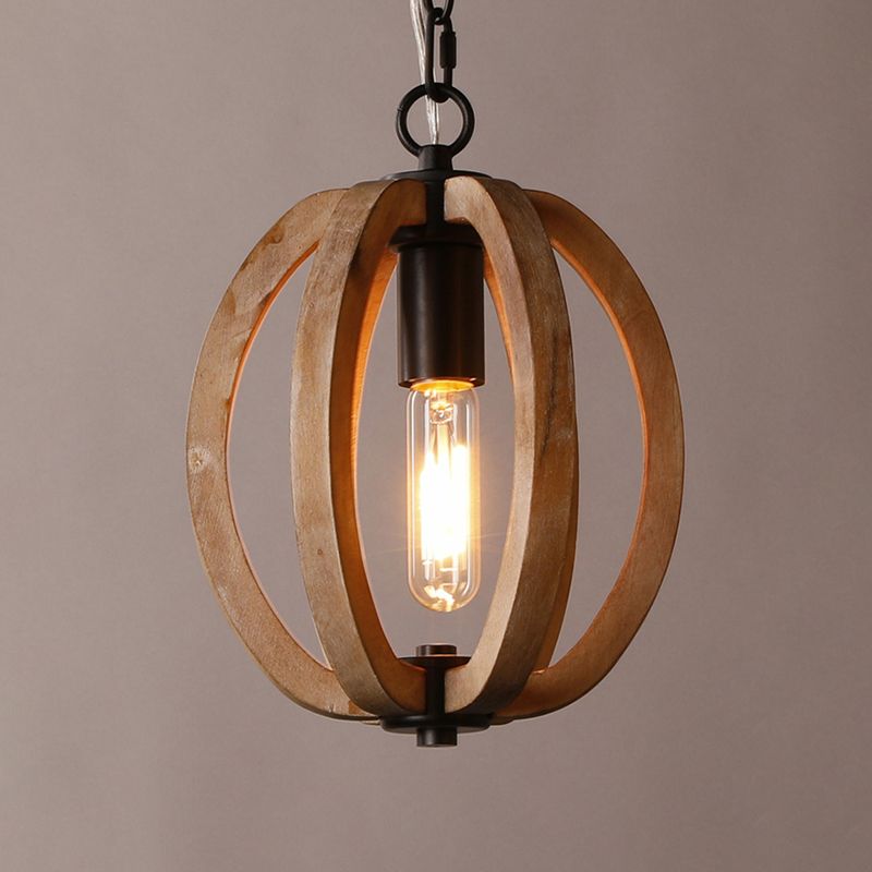 Alessio Orb/Gourd Wood Pendant Light