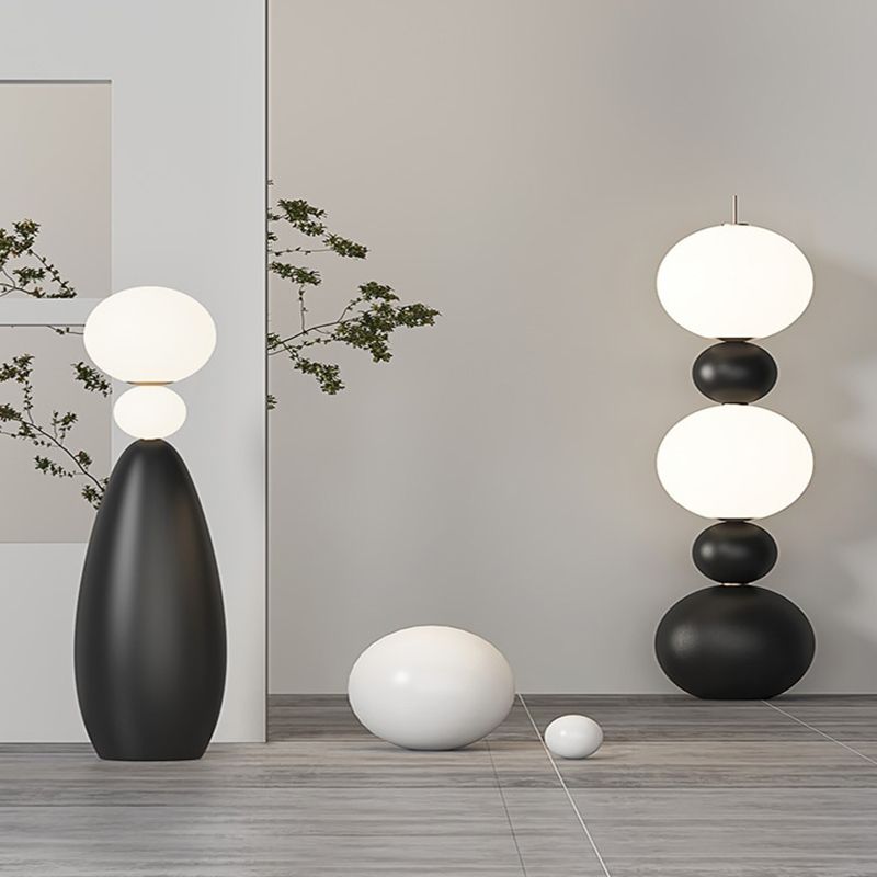 Valentina Moderne Design LED Balvormige Vloerlamp Hars/Glas Zwart/Wit Eetkamer/Woonkamer/Kelder/Hal