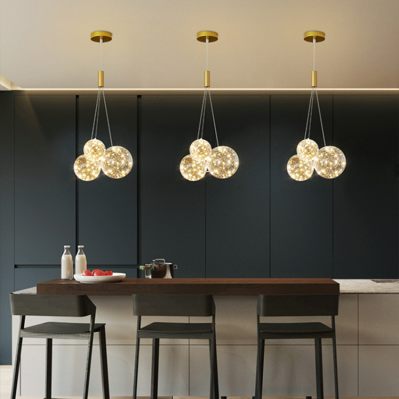 Valentina Design Bollen LED Hanglampen Goud Metaal/Glas Slaapkamer