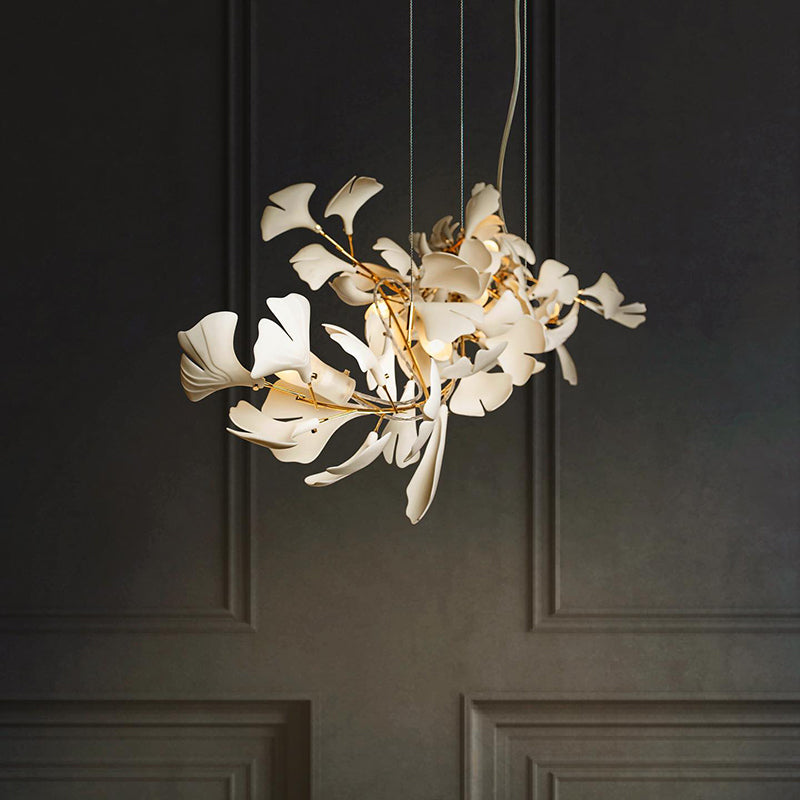 Olivia Design Ginkgoblad LED Kroonluchters Goud/Wit Metaal/Keramisch Slaap/Eet/Woonkamer