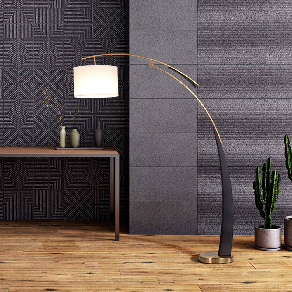 Salgado Moderne Design Vloerlamp Goud Zwart Stof Metaal Slaapkamer