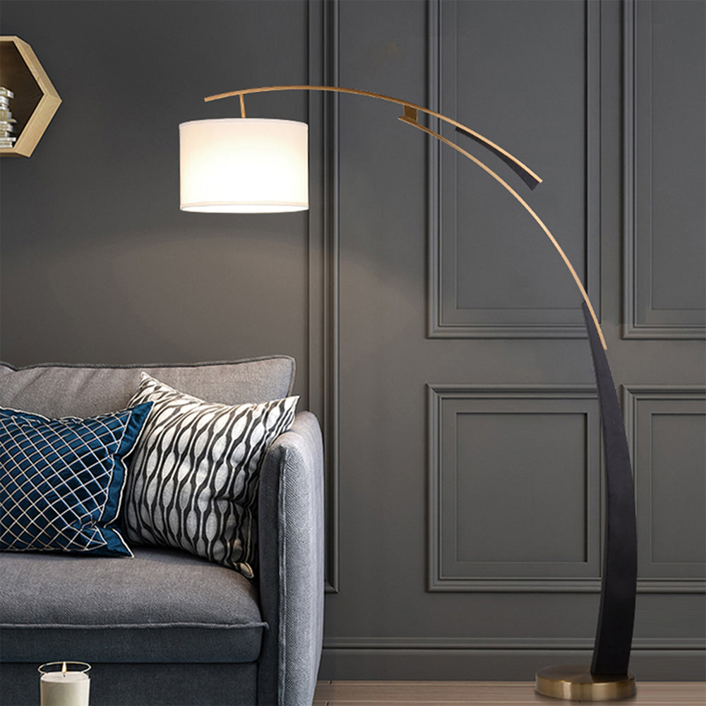 Salgado Moderne Design Vloerlamp Goud Zwart Stof Metaal Slaapkamer