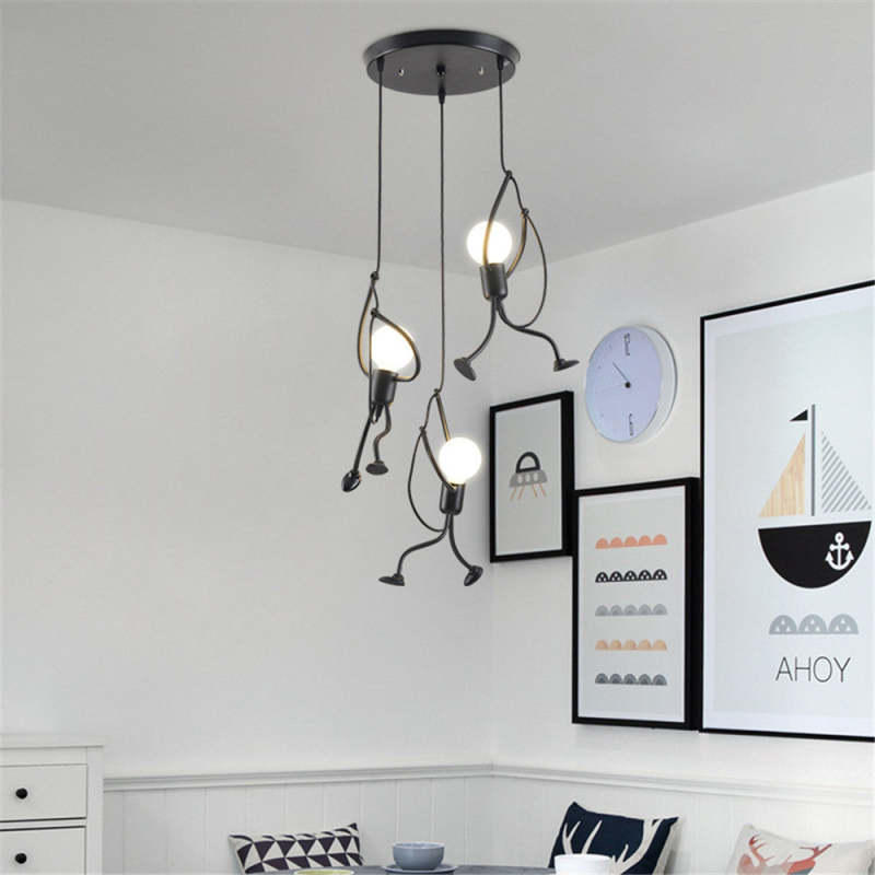 Salgado Retro Design Man LED Hanglamp Metaal Zwart/Wit Slaap/Woon/Eetkamer