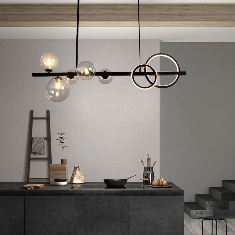 Valentina Vintage LED Hanglampen Zwart Gouden Glas Metaal Woonkamer