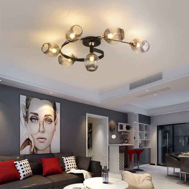 Valentina Moderne Mooi LED  Plafondlampen Stijlvol Zwart Metaal/Glas Slaapkamer
