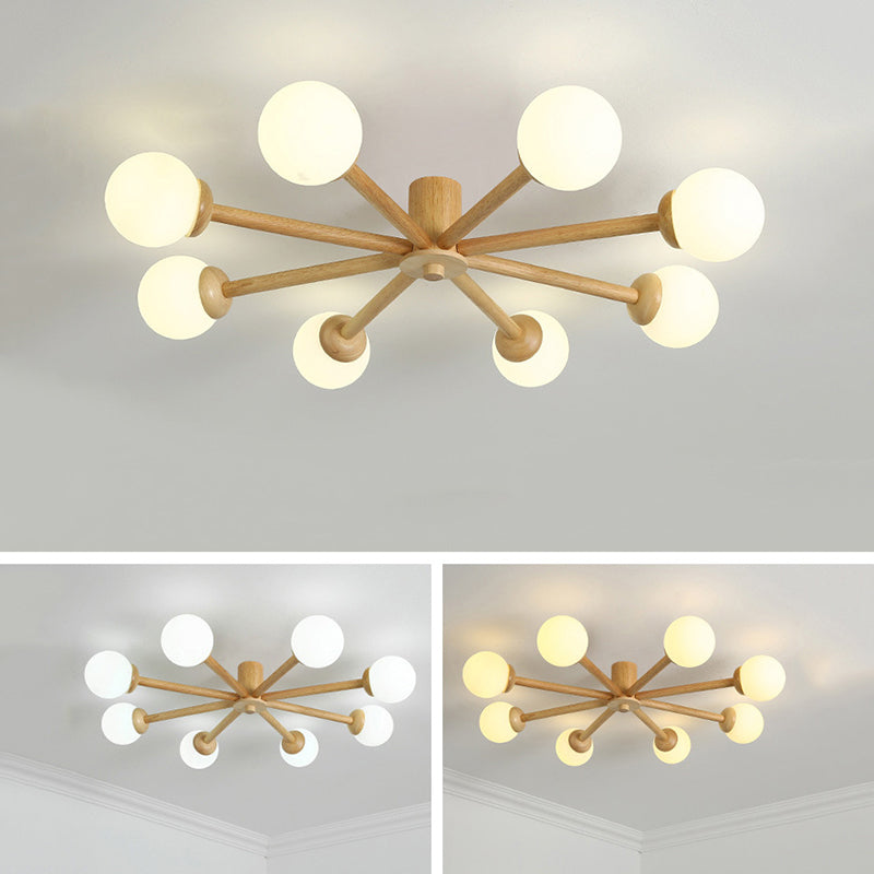 Ozawa Moderne Plafondlampen Hout Glas Woonkamer Slaapkamer Eetkamer