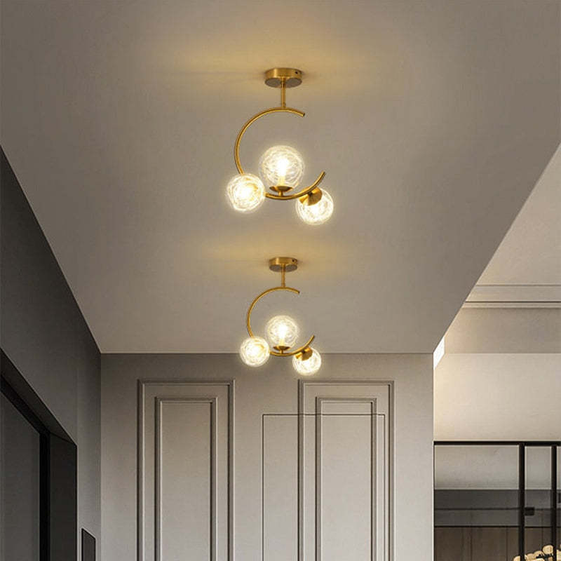 Valentina Moderne Bubble Moon Hanglampen Goud Metaal Glas Slaapkamer
